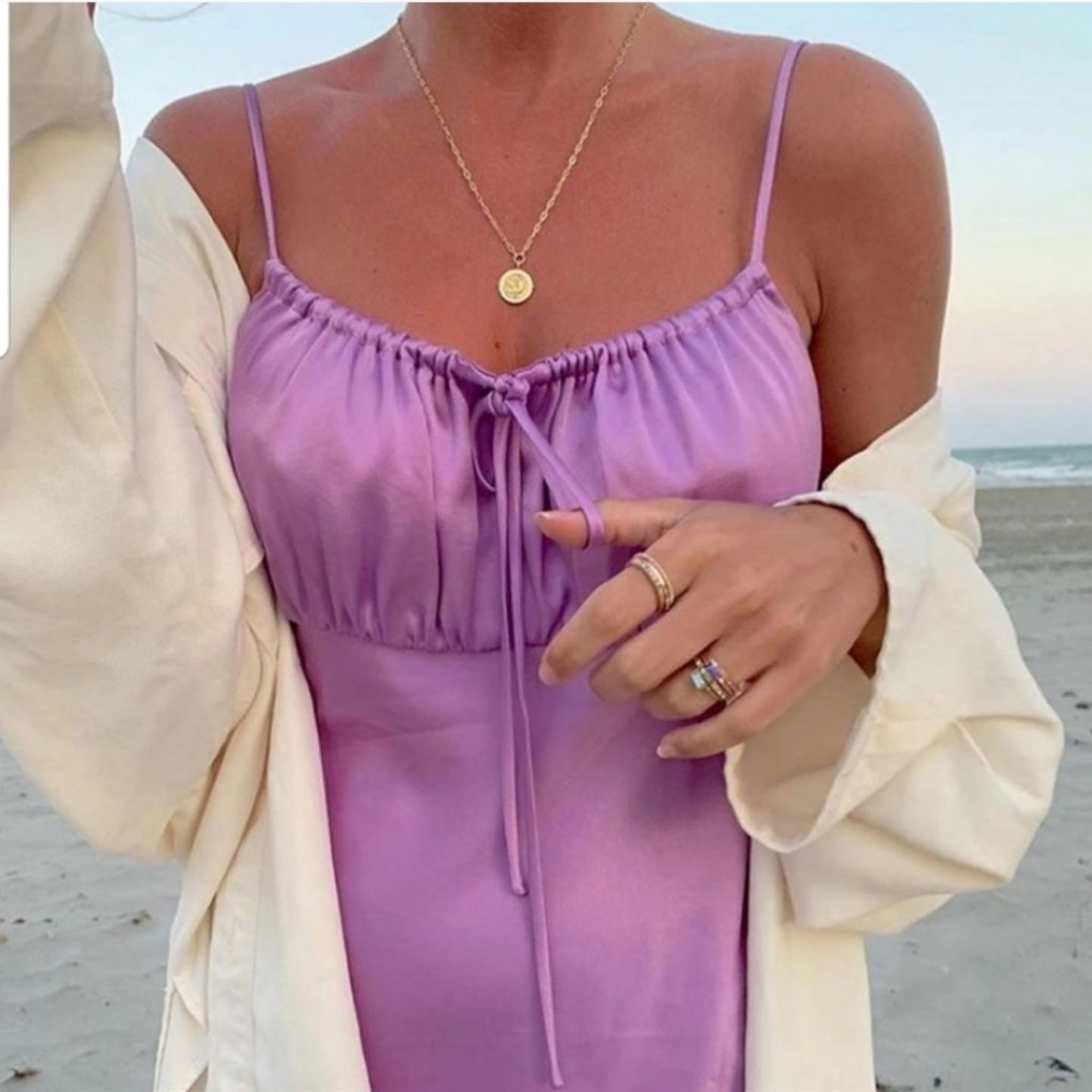 ZARA BLOGGERS FAV LILAC Satin Slip Maxi Purple Dress - Picture 8 of 11